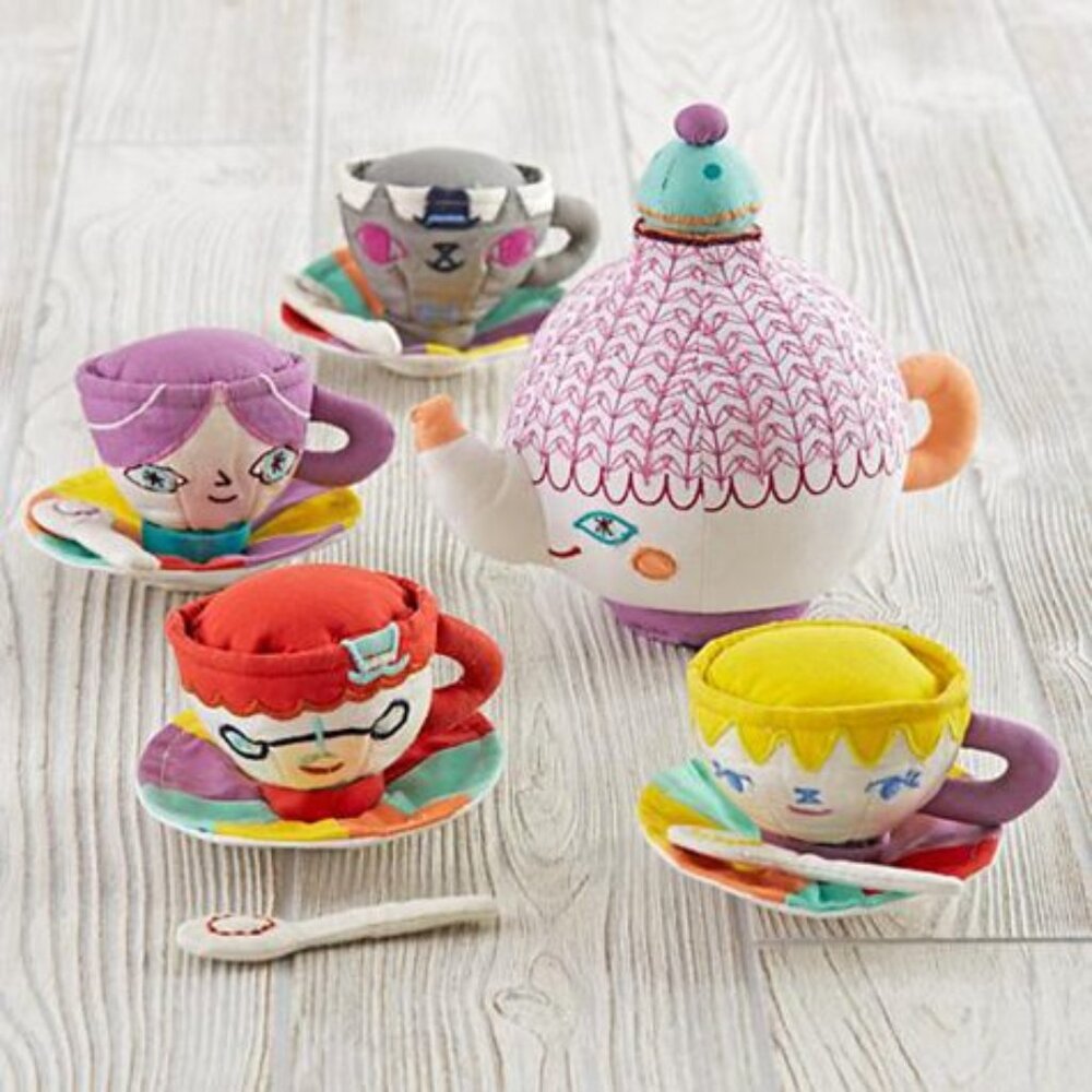 NWT: Adorable vintage plush tea party set